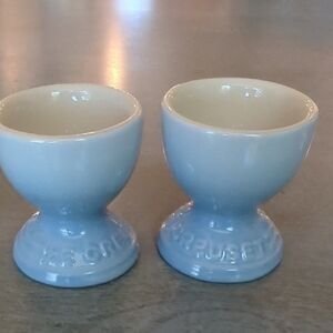 Footed Le Creuset Light Blue Egg Cups. Set Of 2